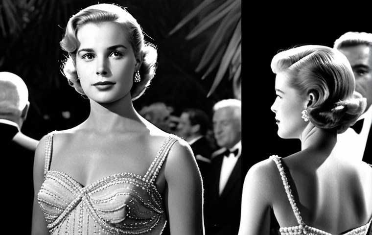 **

Prompt: Grace Kelly, 1950s, elegant, wearing a stylish dress, possibly Dior or similar designer, posing at the Cannes Film Festival, Prince Rainier III in the background, glamorous, classic Hollywood, soft focus, romantic lighting.

**